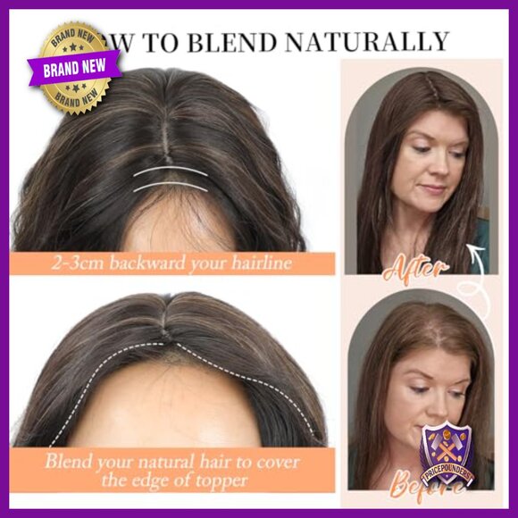 Synthetic Hair Topper 18 Inch for Thinning Hair with Clips